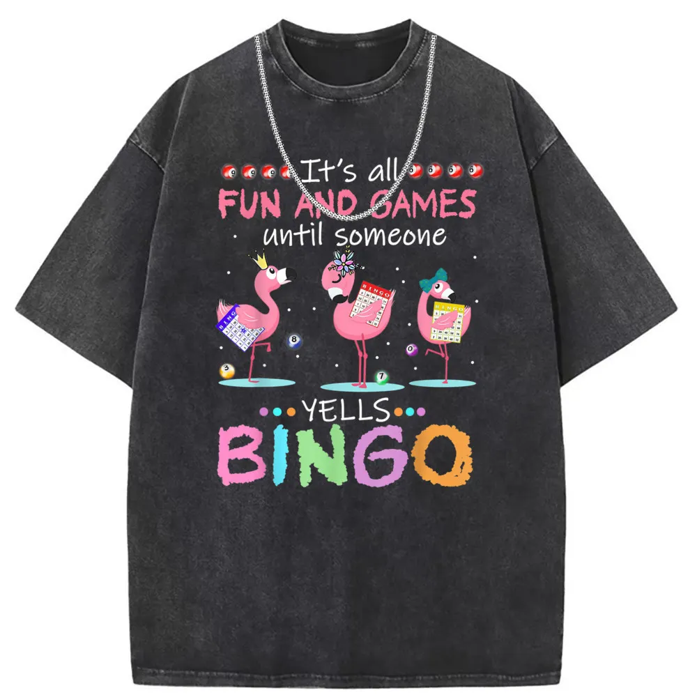 It's All Fun and Games Men T-shirts Flamingo Bingo Funny Vintage T-Shirt Sweatshirts Man Long Sleeve Cool Streetwear Tshirts