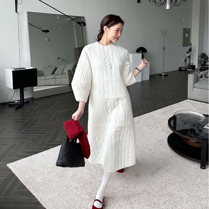 الرجعية الكورية Sle المرأة القطن الدكتور الخصر مقصوص Jaet طويلة Sve تخفيف ودية لون نقي Ci عارضة #4