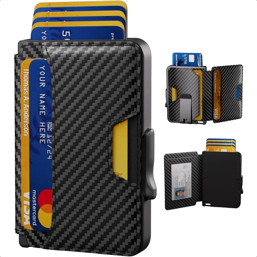 

Wallet for Men Mens Wallet Minimalist Slim Wallet RFID Blocking Smart Pop Up Wallet with Money Clip ID Window Metal Compact Wal