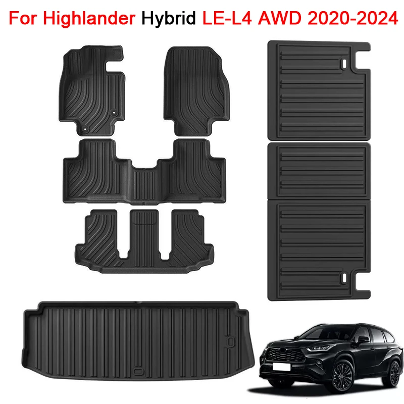 

for Toyota Highlander Hybrid LE-L4 AWD 2020 2021 2022 2023 2024 7seats Car Floor Mats TPE 3D Floor Liners Cargo Liner Trunk Pad