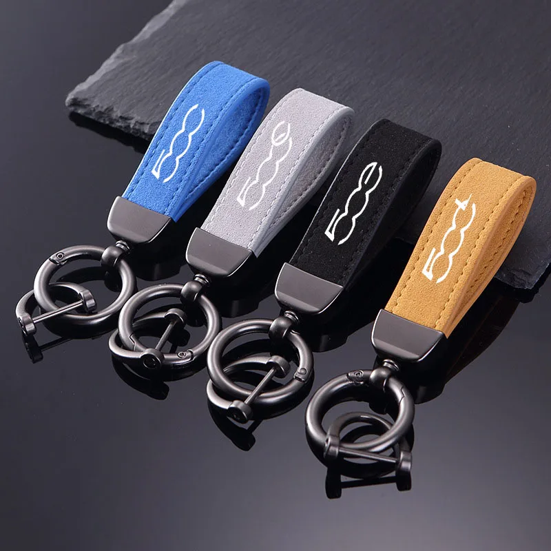 

Suede Keychain Sport Key Ring Custom Gift With Logo For Fiat Abarth 500 500c 500e 500l personalized key ring Car Accessorie