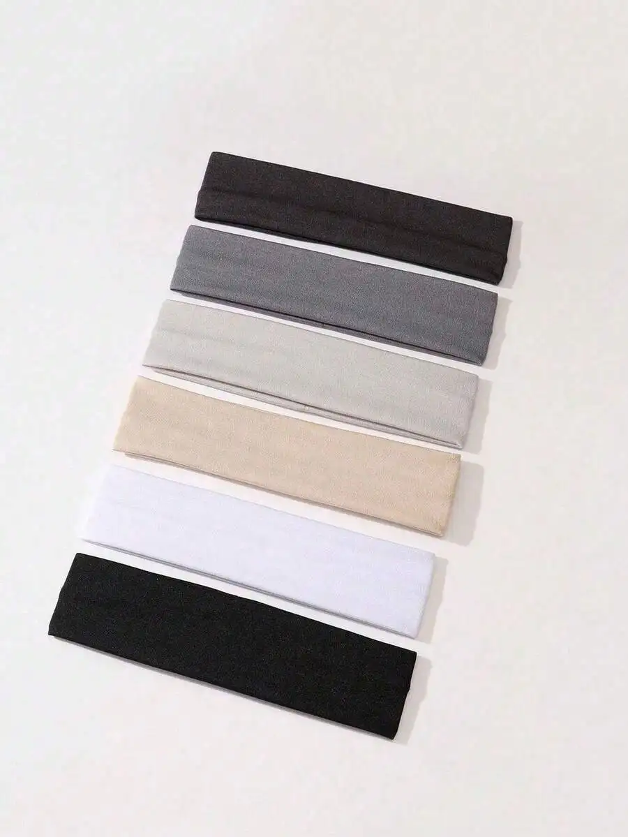 

6pcs Unisex Elastic Headbands Comfortable Sweat Absorbent Sports Hair Bands For Yoga Running Spa Skincare