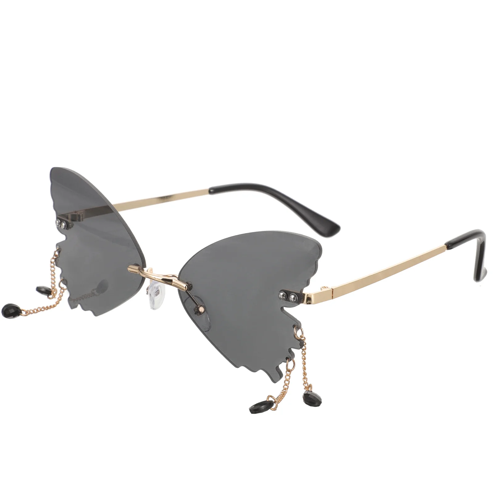 

1 Pair Butterfly Glasses Trendy Flameless Oversized Rimless Shades For Women Street Style Disco Party Eyewear