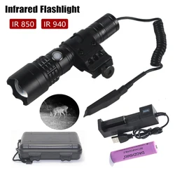 IR 850nm/940nm Tactical Infrared Radiation Zoomable LED Flashlight Type-c USB charging Focus Night Vision Hunting Torch