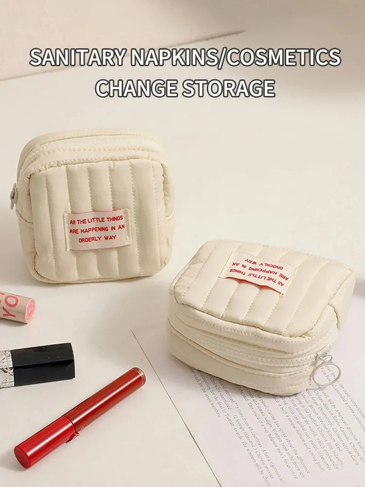 Koreanische Quadratische Kleine Kosmetiktasche für Studenten, Kleine Kopfhörertasche, Mädchen-Geldbörse, Tragbare Lippenstift-Aufbewahrungstasche – Detail 1