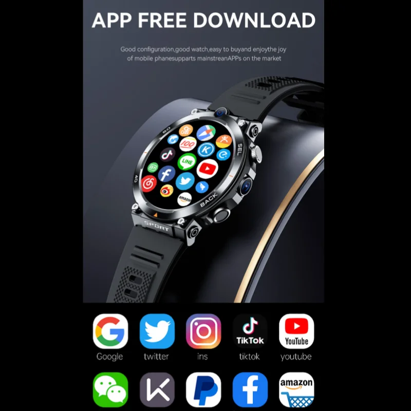 4G+64G H10 Smartwatch Dual Camera Video Calls Wifi Google Play Download APP Software Large Battery Capacity SIM Card Smart Watch