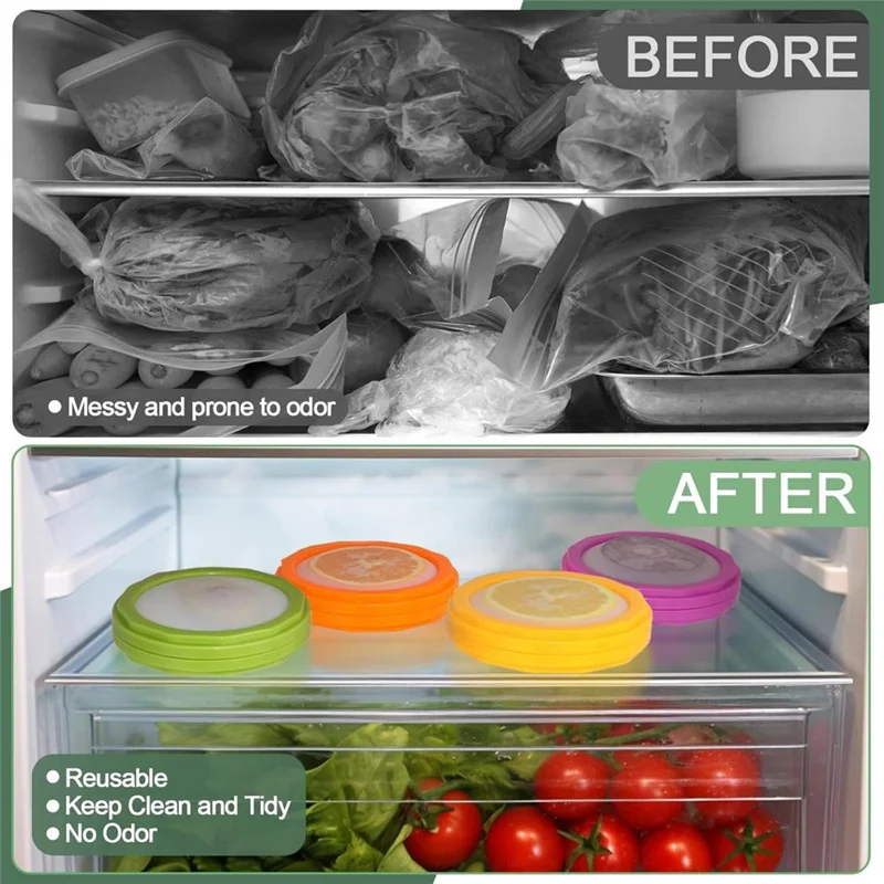 

A27F-4Pcs Silicone Fruit Storage Containers Reusable Fresh Food Savers Fruit And Vegetable Storage Box