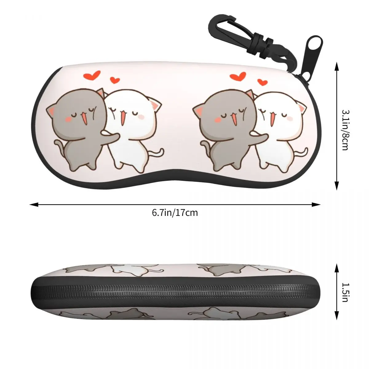 Kawaii Mochi Cat Peach And Goma Hug Shell Eyeglasses Case Women Men Cool Glasses Case Sunglasses Box Pouch