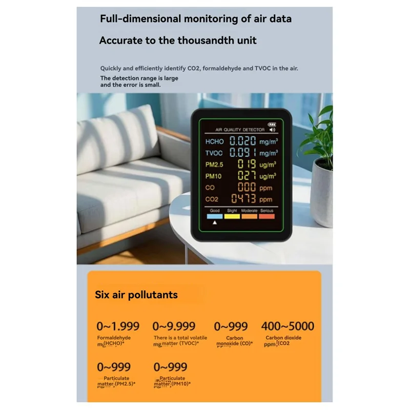 【Laatste kans!】MT07CO 6-in-1 monitor voor binnenluchtkwaliteit Draagbare PM2.5 PM10 tester Huishoudelijke CO CO2 TVOC HCHO luchtkwaliteitsmonitor