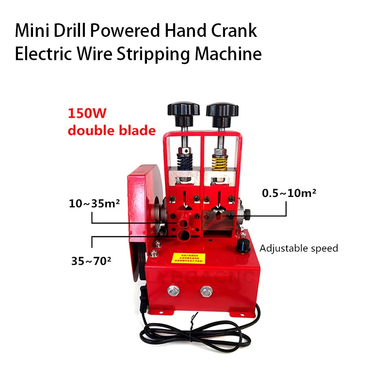 

Mini Drill Powered Hand Crank Electric Wire Stripping Machine 150W For Removing Plastic Rubber From Wire Copper Recycle