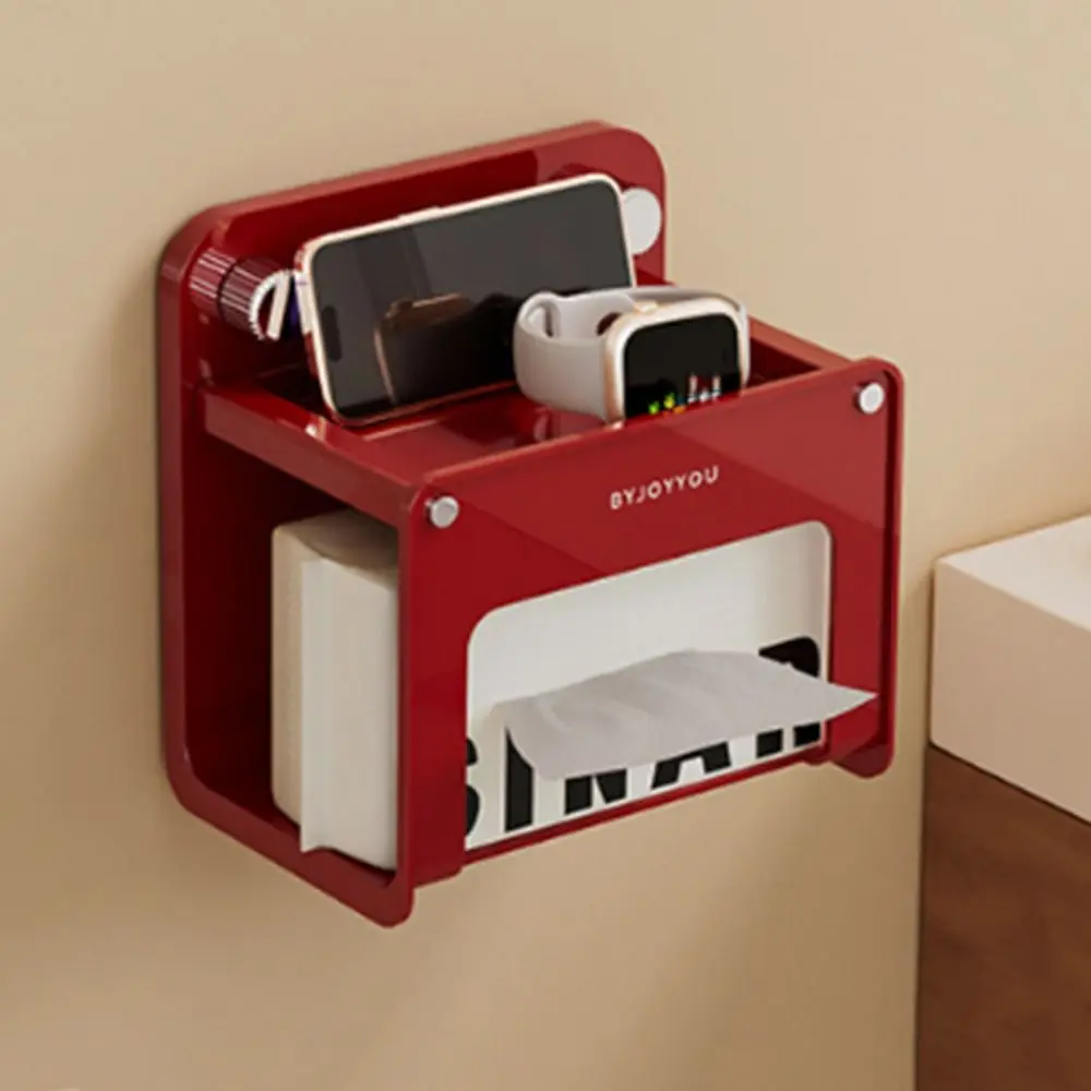 

Suction Cup Tissue Box Plastic No Drill Bathroom Organizer Rack Durable Convenient Bathroom Storage Shelves Household