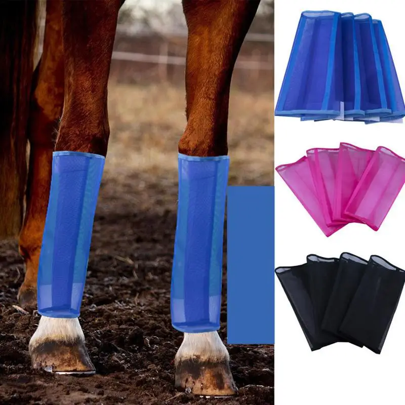 Horse Boots Set Of 4 Reusable Fly Boots For Horses 4 PCS Horse Boots Fly Leggings For Horses Breathable Design Reduces Leg