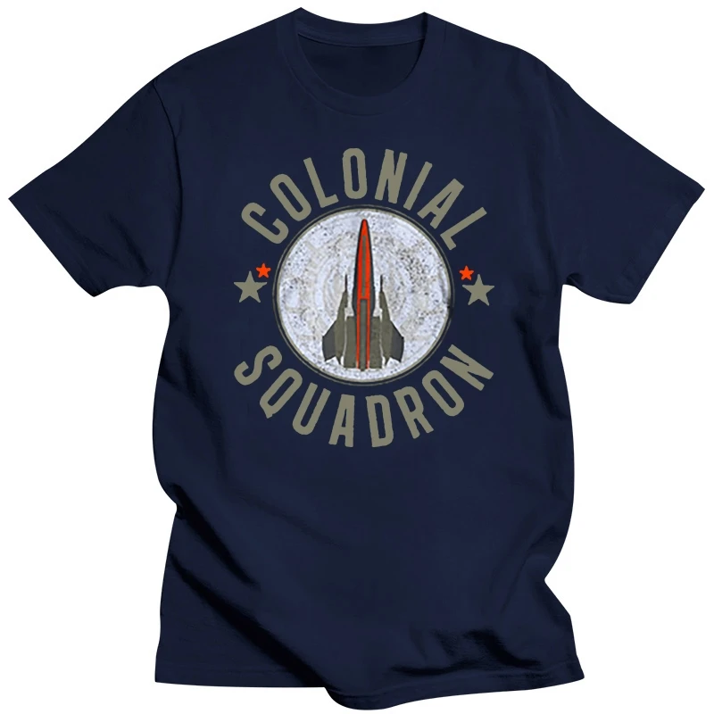 Summer Mens T Shirt Battlestar Galactica Colonial Squadron classic TV 100% Cotton style men's Fashion Printed men's T-Shirt