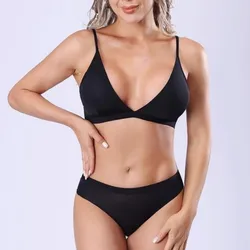 Ensemble de soutien-gorge sans couture pour femme, culotte taille basse, soutien-gorge sans fil, bralette confortable, ensemble de lingerie sexy, soutien-gorge push-up féminin, sous-vêtements Ice InjUnderwear