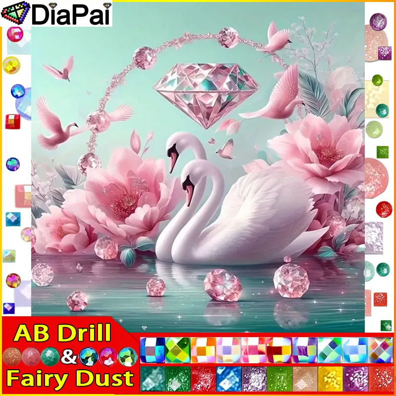 

DIAPAI Fairy Dust AB 5D Алмазная вышивка Набор для рукоделия "Лебедь животное цветок" Diy Алмазная картина Вышивка крестиком Украшение дома