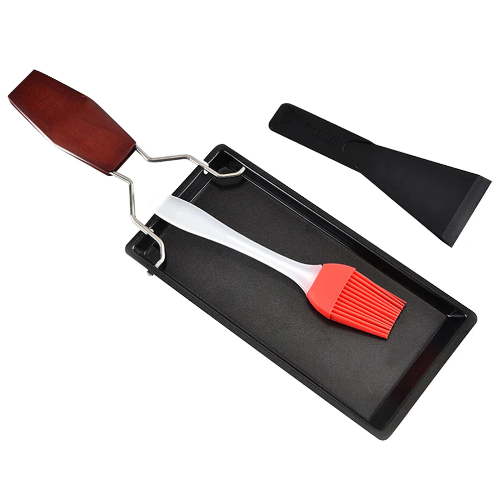 

BBQ Tray Set Metal Comal Griddle Pan Non Stick Kitchen Grill Pans Outdoor Black Handles Frying Steak Cookware