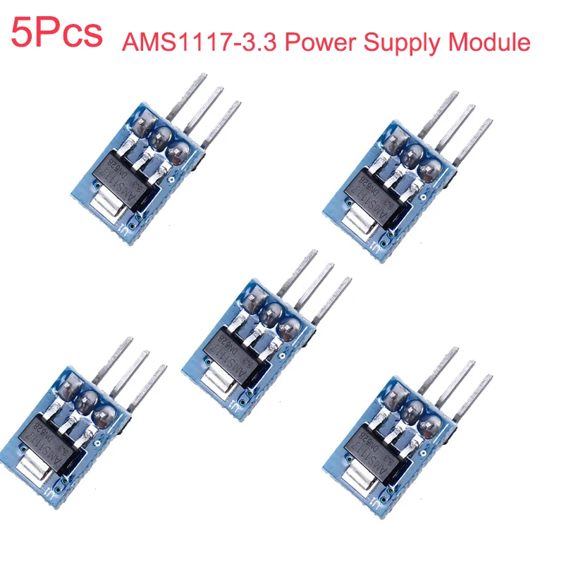 

RCmall 5Pcs AMS1117-3.3 Step-Down Power Supply Module DC 5V to 3.3V Voltage Regulator 800ma LDO