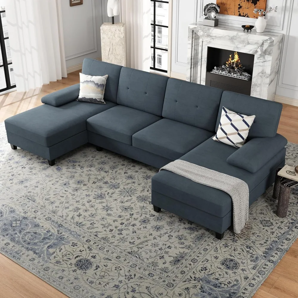 

Nutually Sectional Couches for Living Room, Convertible U-Shaped Sofa Couch with Double Chaise, 4 Seat Sofa Set Modular Sofa Cou