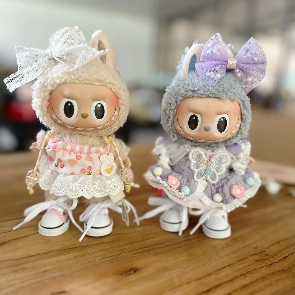 17cm for Labubu Doll Dress Clothes Hoodies Doll Clothes Color Match Hoodies Dolls Accessories Cute Decoration