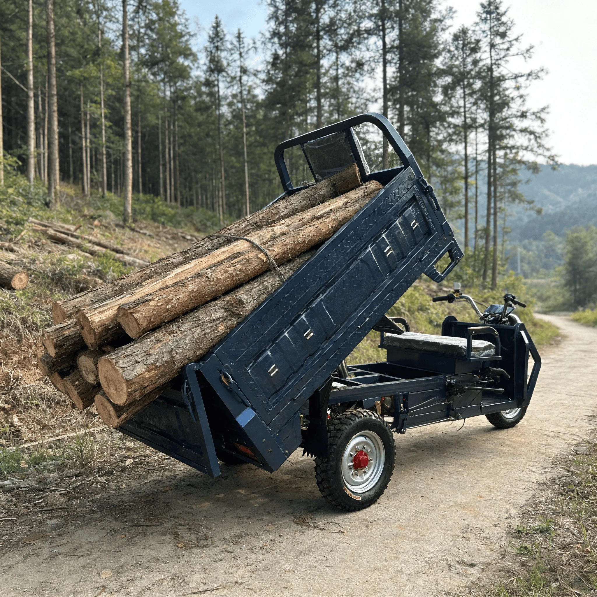 1000W 60V Electric Hydraulic Tipping Tricycle, Open Cargo 3-Wheeler Custom Logo Farm Delivery Dumper