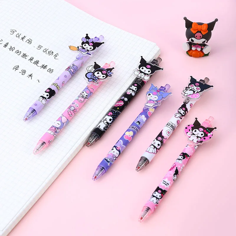 48pcs/lot Cute Kuromi Press Gel Pens For Writng Sanrio 0.5mm Black Ink Neutral Pen Office School Supplies Kawaii Stationery Gift