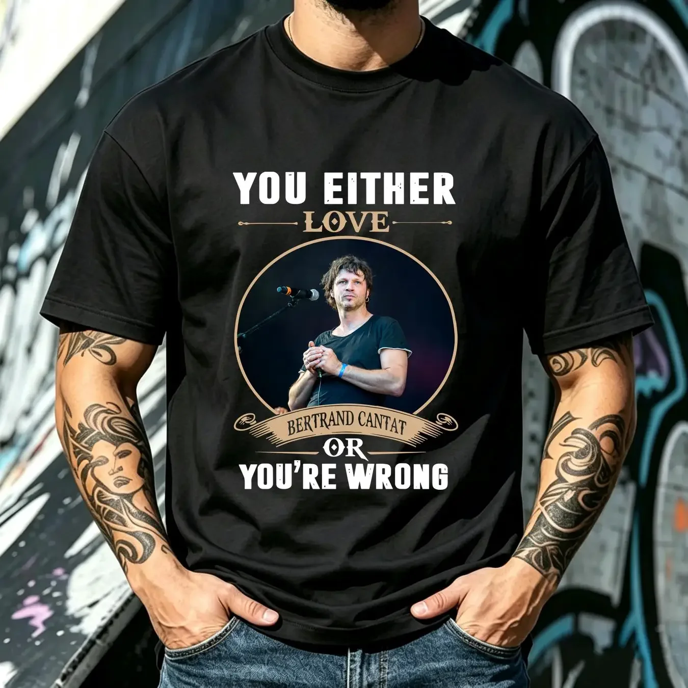 washed T Shirt YOU EITHER BERTRAND CANTAT vintage Washed Comfortable homme Soft Unisex Versatile Stylish graphic streetwear