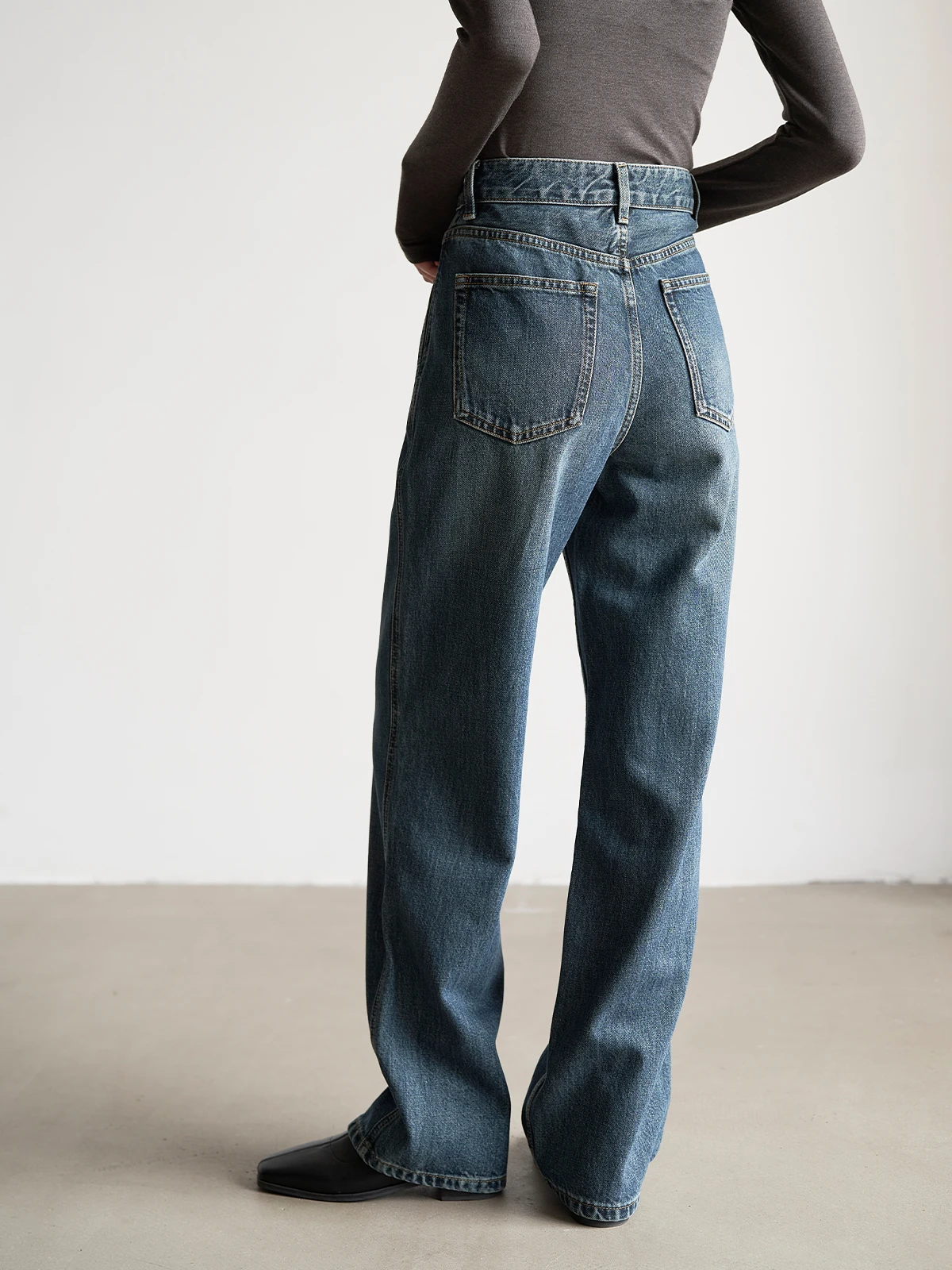 

Retro Blue High Waist Slimming Casual Wide Leg Jeans Women's Versatile Long Pants Autumn Season Ladies High Waist Zipper Closure