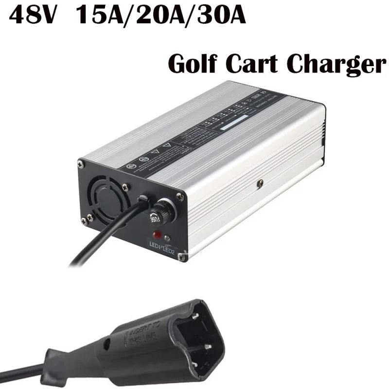 

48V 15A Golf Car Battery Charger for 48 Volt Yamaha G29 Drive & Drive 2 G29/Drive 2007-Up , with 3-pin Leaf Plug,