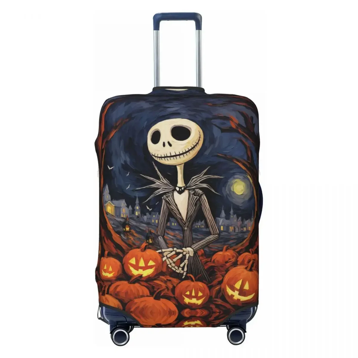 

Custom Nightmare Before Christmas Luggage Cover Elastic Jack Skullington Travel Suitcase Protective Covers Fits 18-32 Inch