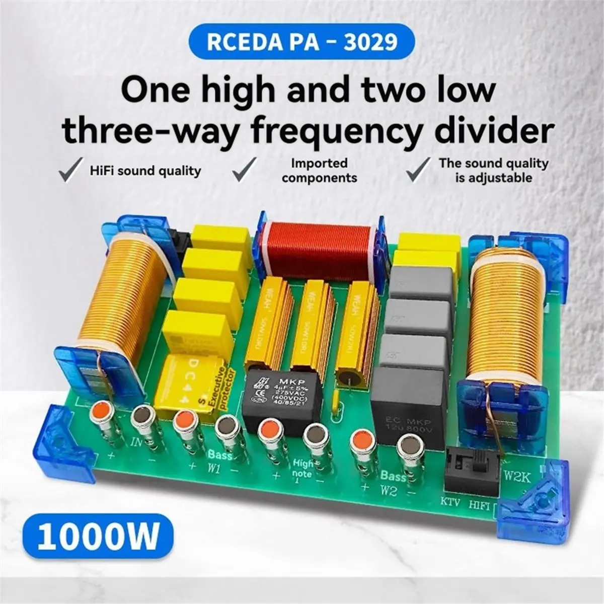 OKgood 1000W High Power 1 High 2 Low Voltage Audio Crossover Professional KTV Speaker HiFi Frequency Divider 75 Cores