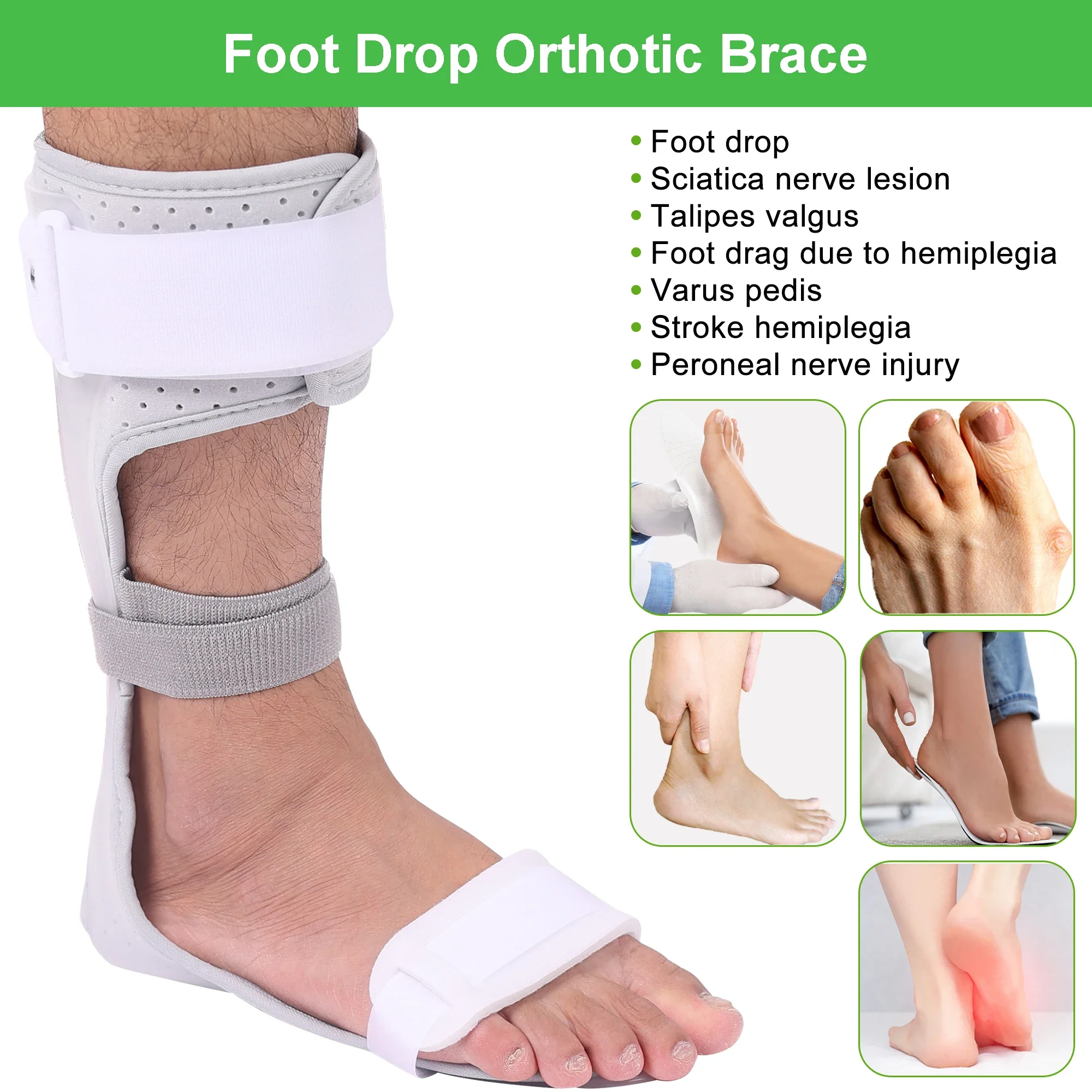 AFO Drop Foot Brace Leaf Spring Splint, Ankle Foot Orthosis Stabilization Support for Stroke, Charcot Achilles Tendon Contract