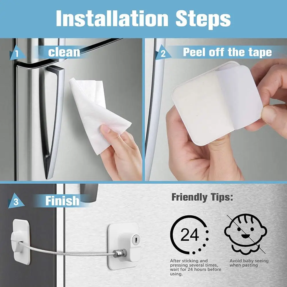 Baby Safety Refrigerator Lock With Keys or Coded Lock Infant Cabinet Locks Sliding Closet Door Lock Children Protection