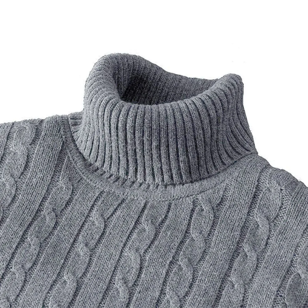 

2025 New Men's Turtleneck Sweater Solid Color High Neck Pullover Knitted Sweaters Casual Elastic Sweatwear Mens Fall Winter