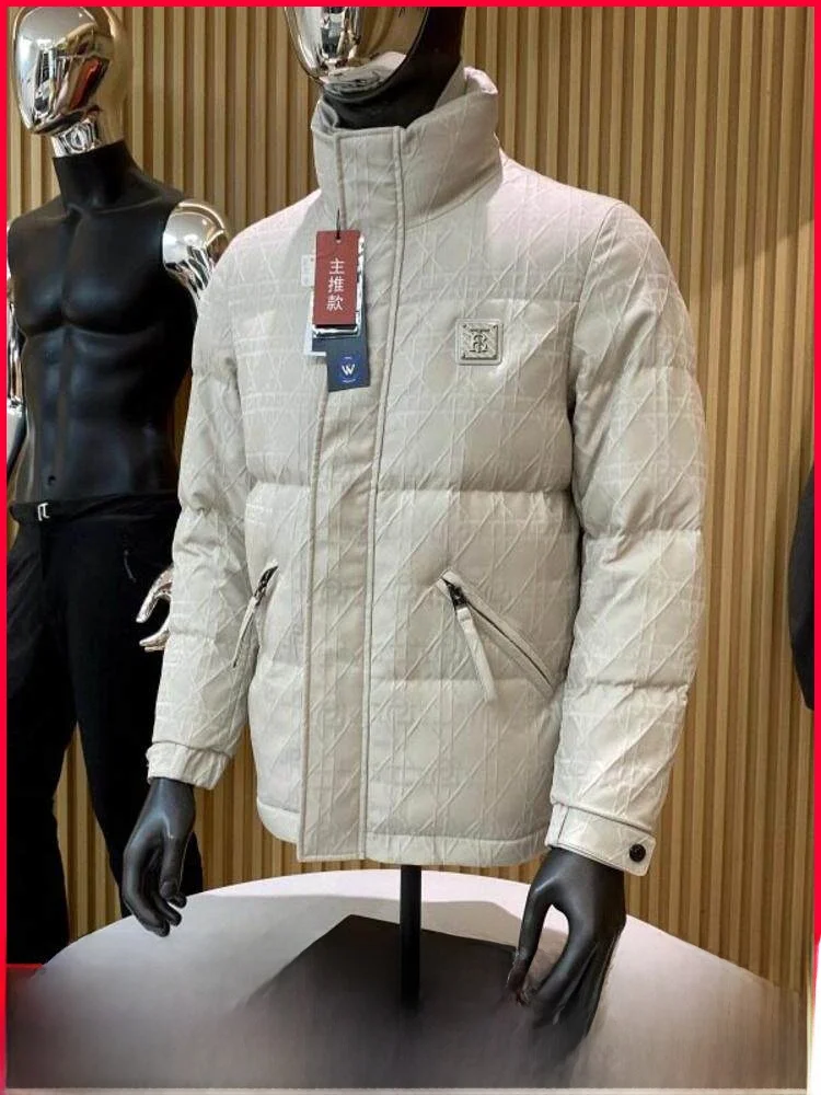 

Men's Thiened Du down Jaet Stand Collar Zipper Closure Faionable Outerwear Tee Dimensional Design Warmth Youthful S...