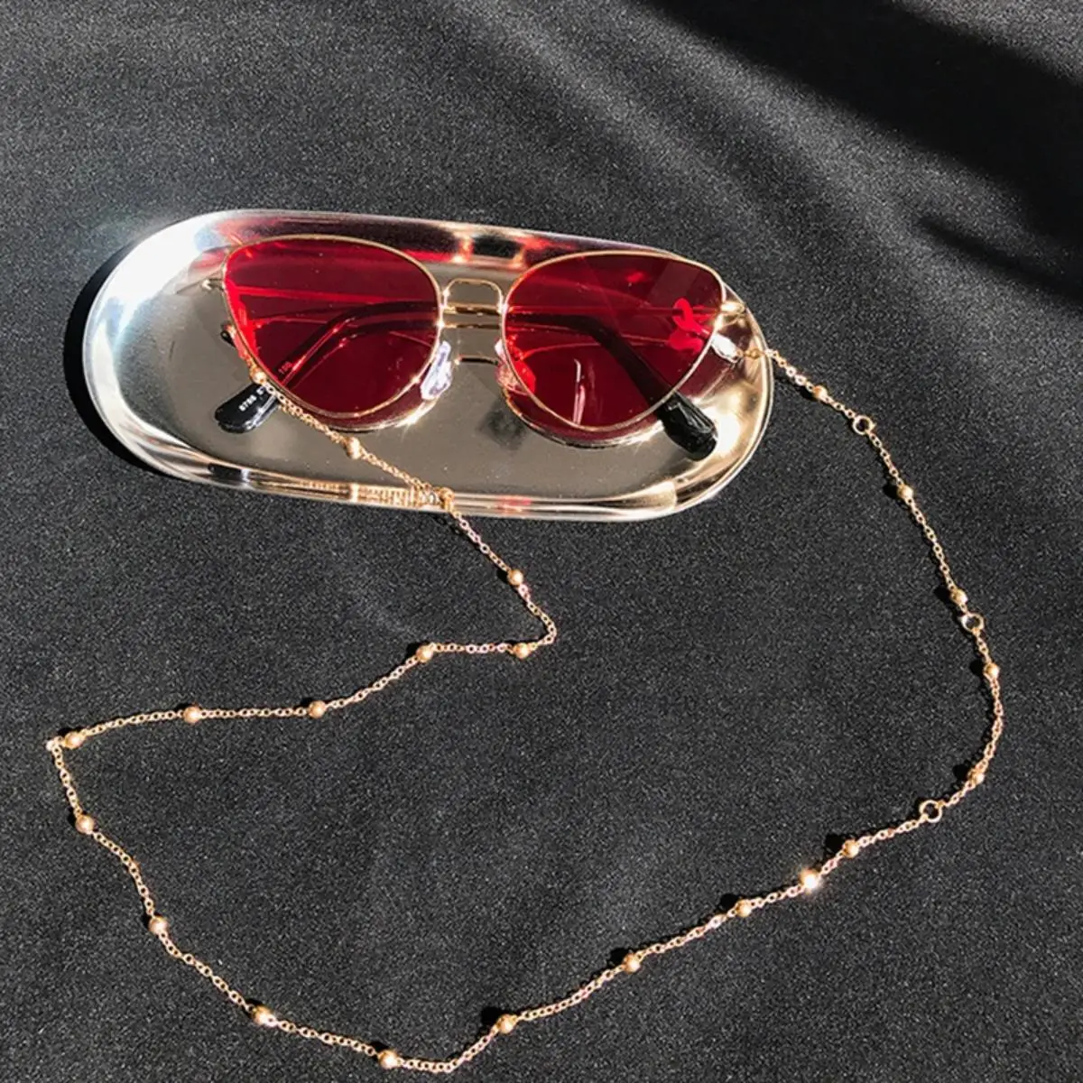 1pc Fashion Metal Men Eyeglass Chain Sunglasses Reading Beaded Glasses Chain Eyewears Cord Necklace Strap Rop Male Eyewear Chain