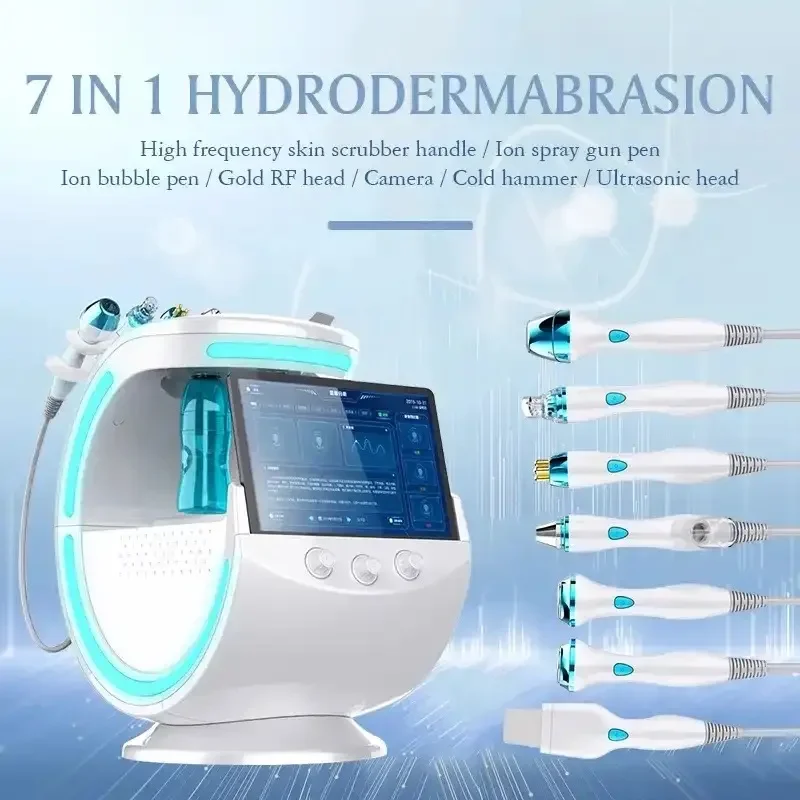 Máquina de análisis Facial inteligente Ice Blue 7 en 1, rejuvenecimiento ultrasónico, microdermoabrasión, agua