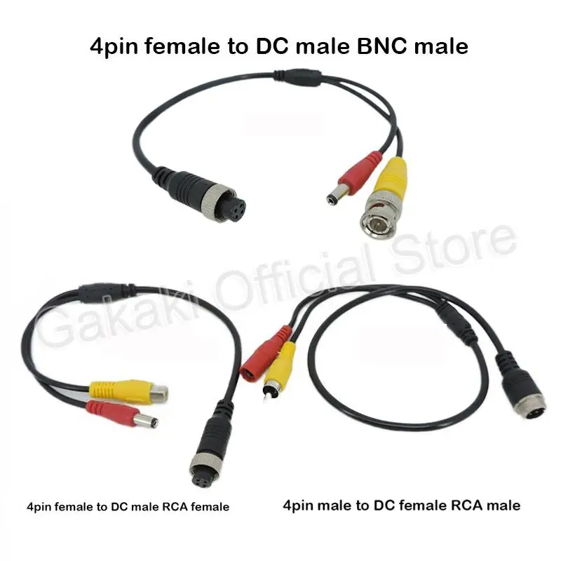 Aviation Head Adapter M12 4Pin male female to BNC DC RCA MALE FEMALE Extension Connector Cable for CCTV Camera Security