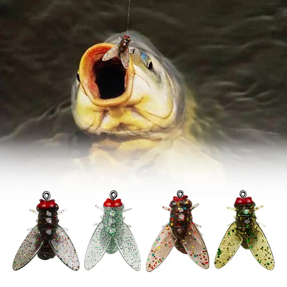 Bionic Fly Lure Bait Fly Hook Winged Insect Bait Color Fishing Worm Bait Lure Fly Wet Trout Hook Fishing Bionic Flies Dry F Z8U5