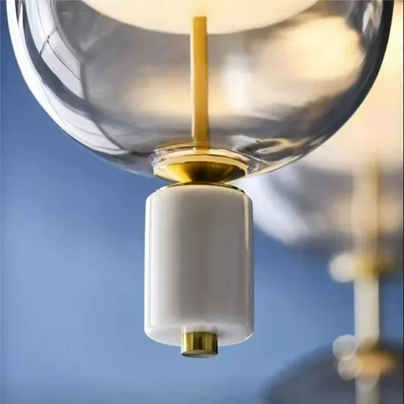 Plafonnier LED en verre ambré et métal, design nordique créatif, luminaire décoratif d'intérieur, idéal pour une chambre à coucher ou un restaurant