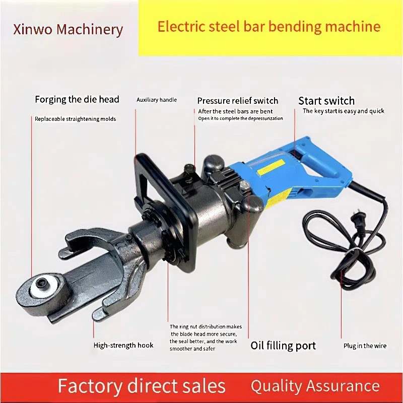 2025Portable Hydraulic Electric Bender Semi-Automatic Rebar Bending Machine For Construction Steel Bar Bending For Aluminum