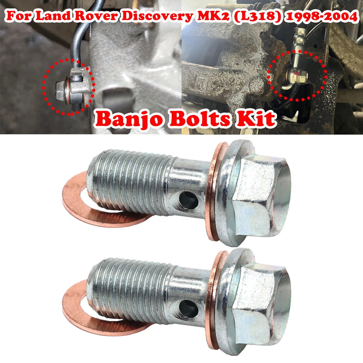 

1/2kit For Land Rover Discovery MK2 1998-04 Left Right rear Caliper Hose Lines Banjo Fittings Bolts Copper Sealing Crush Washers