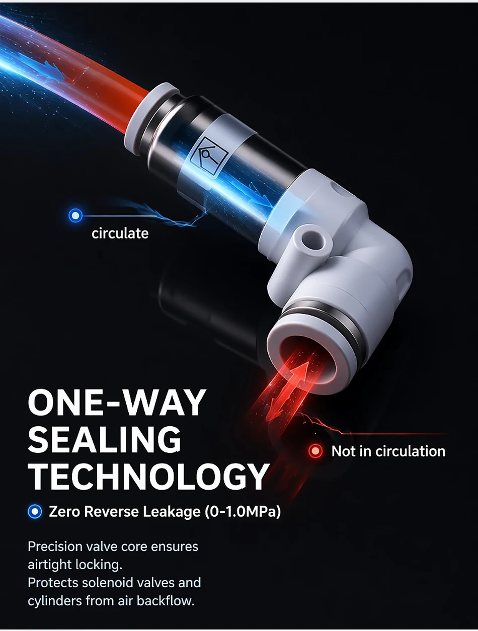1PCS Pneumatic One-way Non Return Check Valve 90 Degree Elbow SPV 4mm 6mm 8mm 10mm 12mm Push In Quick Connect Air Hose Fitting T&I Online Store