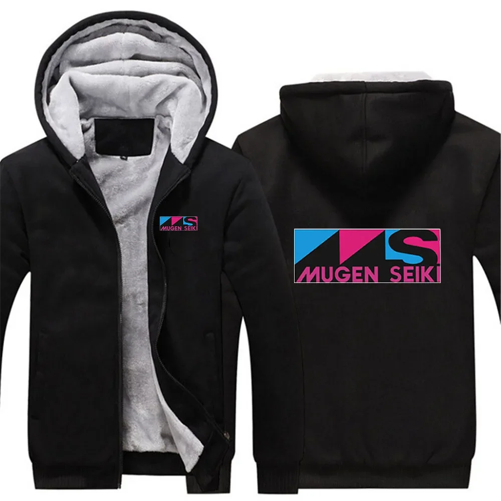 Mugen Seiki 2024 Printing New High Street Autumn and Winter Warm Hoodies Men Sweatshirts Thick Fleece Zipper Jacket Tops