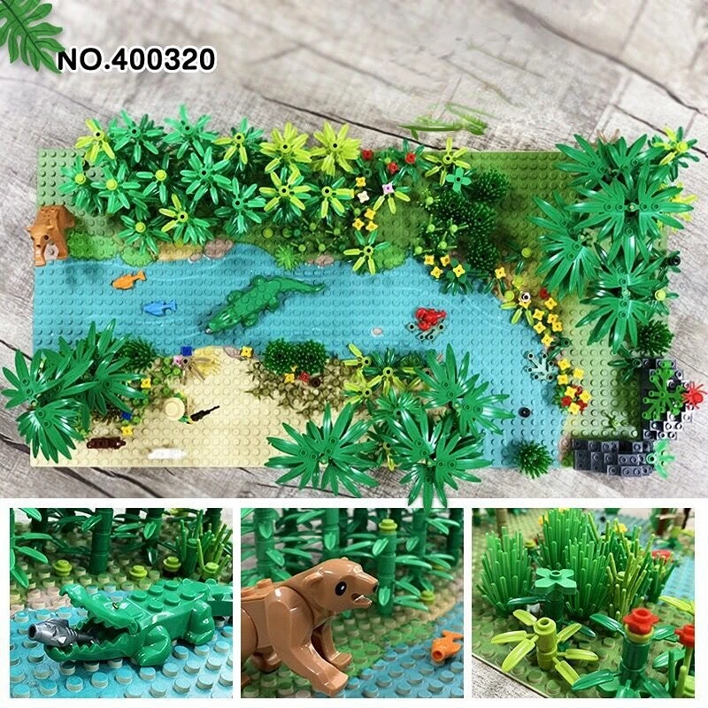 MOC Jungle Scene Ecological Environment Building Blocks Montessori Educational Assembly Farm Model Children\'s Bricks Toys