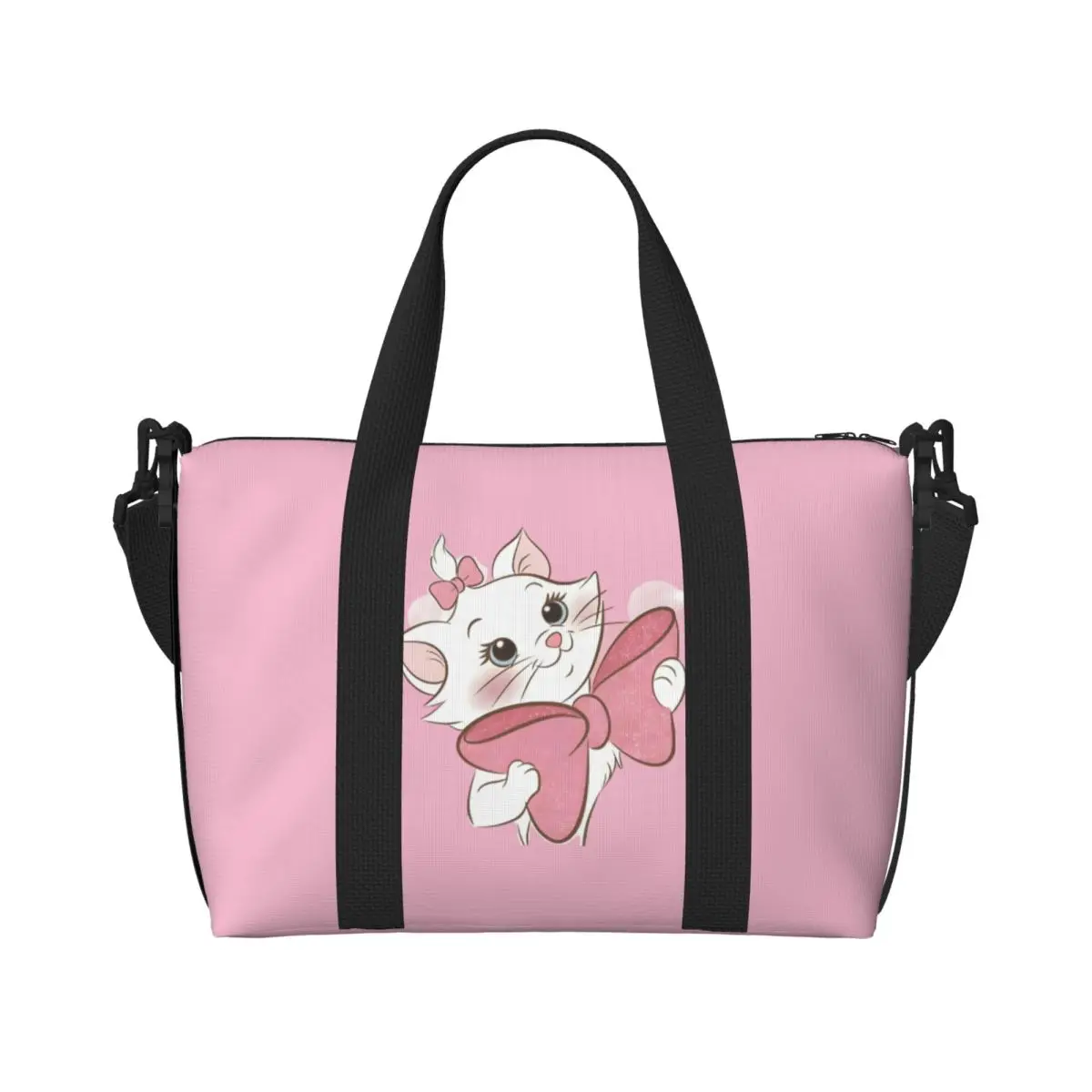 

Женская пляжная большая сумка Marie Cat на заказ, очень большая спортивная сумка для ручной клади с милым котом, дорожные сумки для покупок