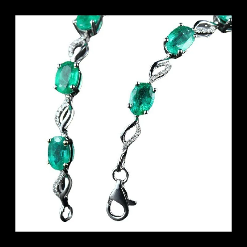 سلسلة كنز الألوان من Zhenrong، سوار الزمرد الإبداعي، فضي الزمرد، قطعة واحدة #4