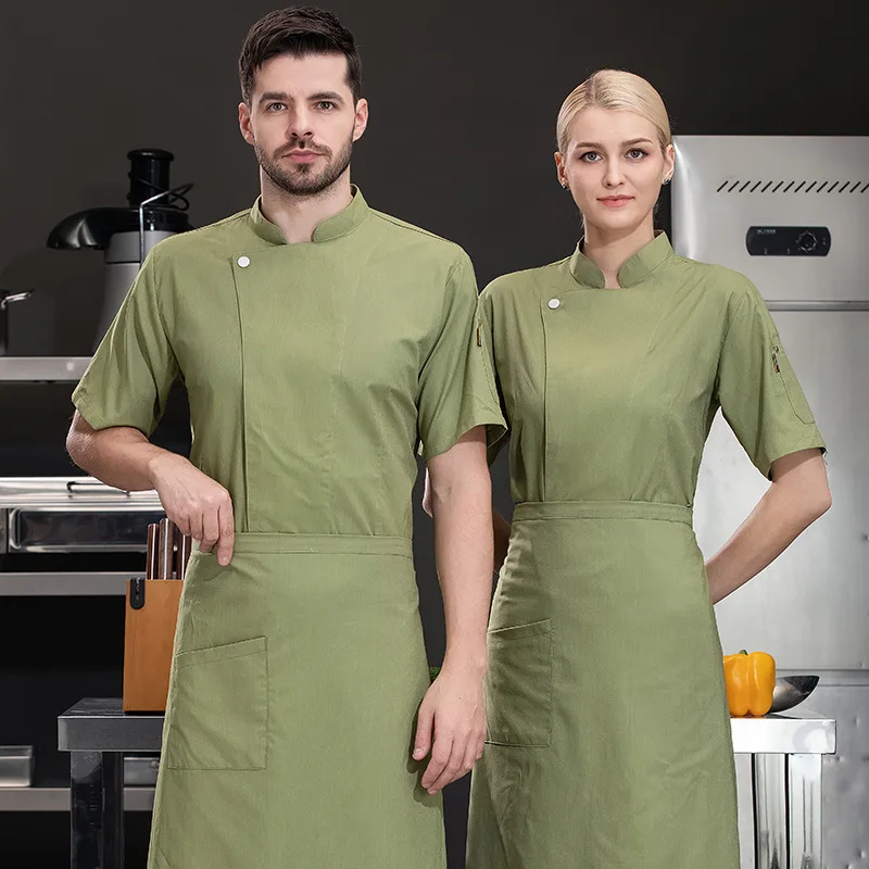 

Short-sleeved chef workwear for summer, suitable for hotels, restaurants, kitchens, Western cuisine chefs, and head chefs, with