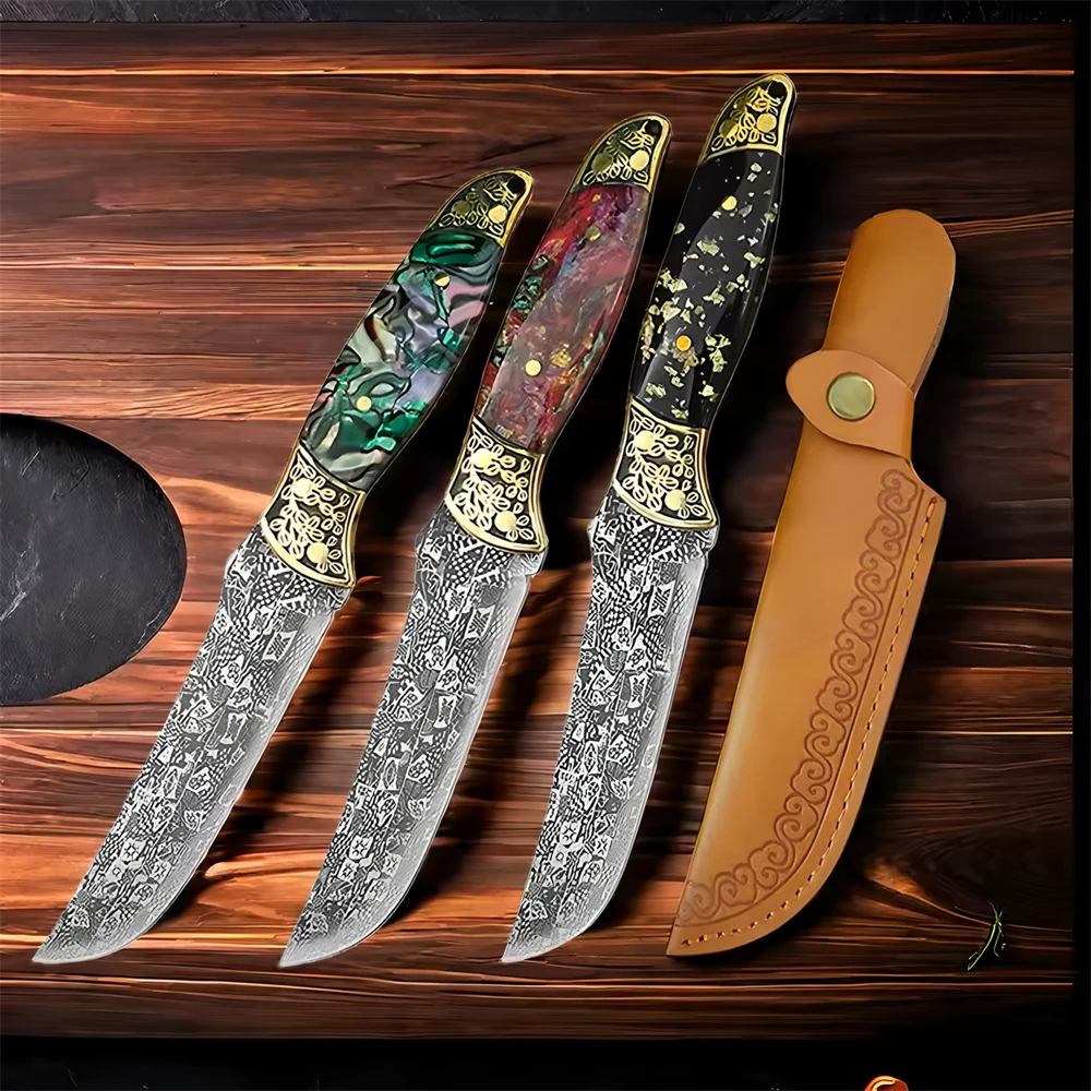 1PC,Damascus Steel Kitchen Knife Meat Fruit Cleaver Boning Knife Full Tang Handmade Forged Knife Paring Tools Kitchen Stuff