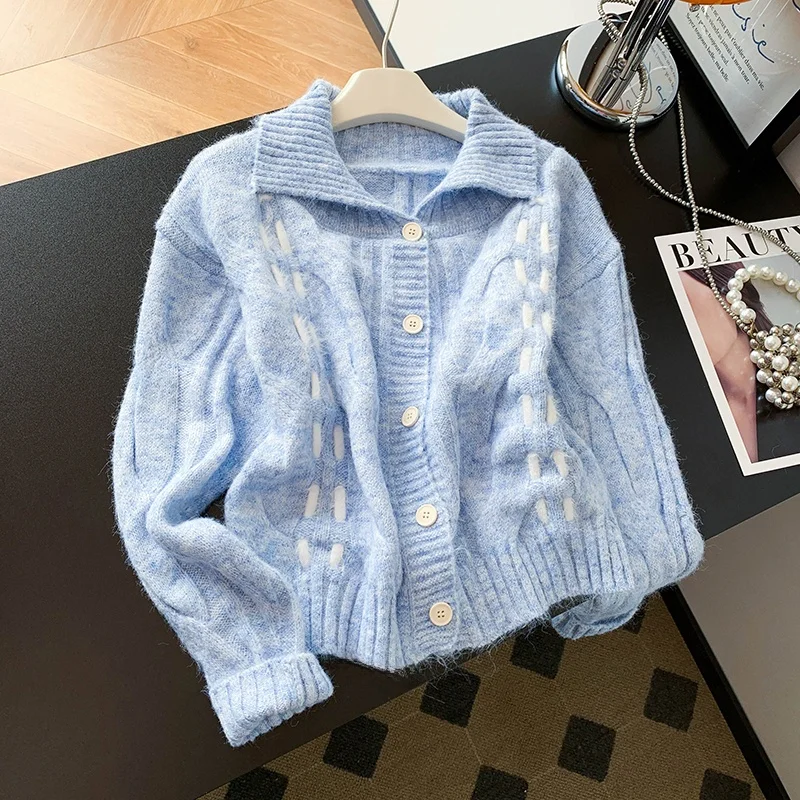 لطيف ort سترة سترة المرأة Faion الكورية Sle كسول خمر الخريف الشتاء ملابس خارجية معطف صغير طوق مفتوح الجبهة #2