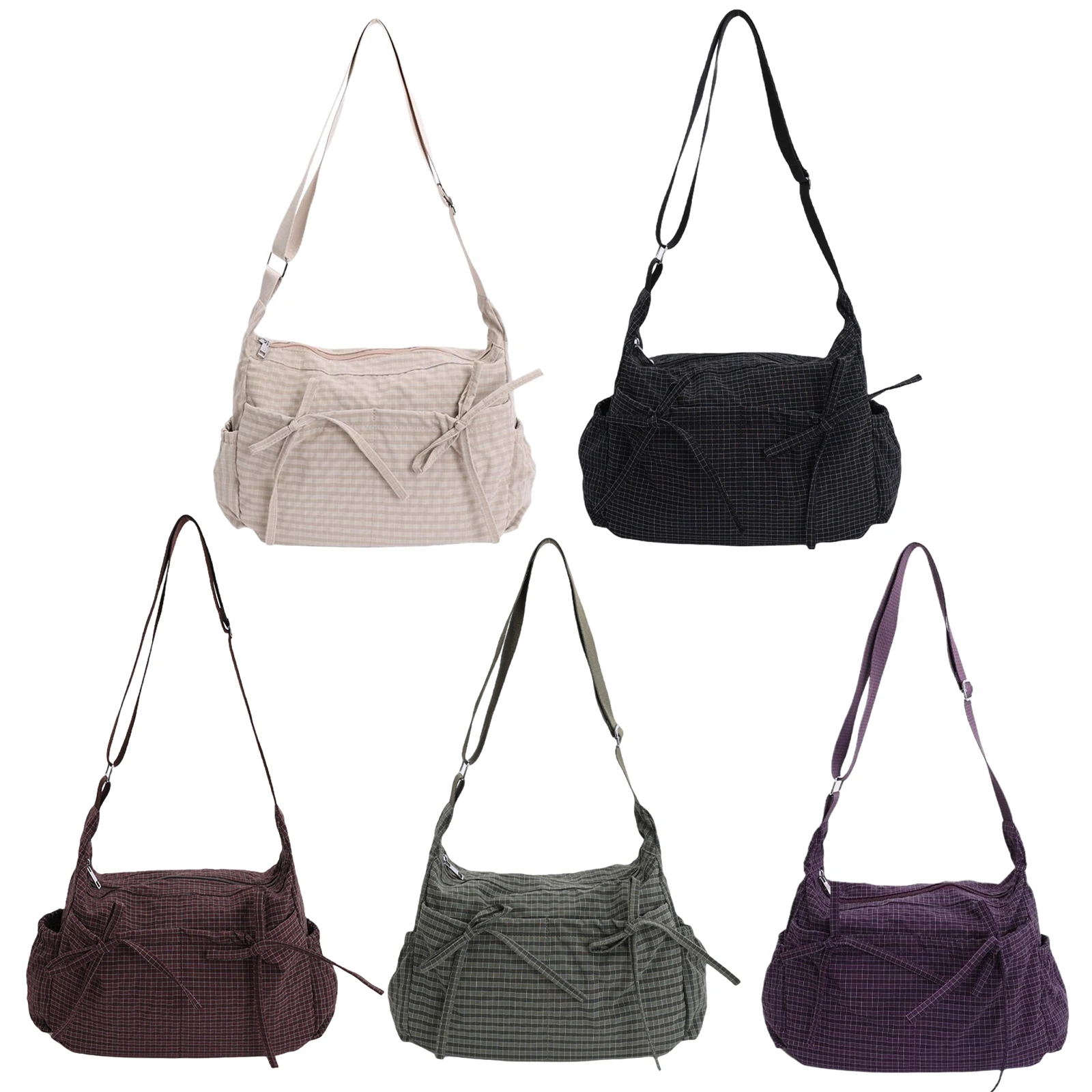 

Women Korean Bowknot Tote Handbag Ins Cute Casual Crossbody Bags Large Capacity Shoulder Bag Simple Travel Top-Handle Bags